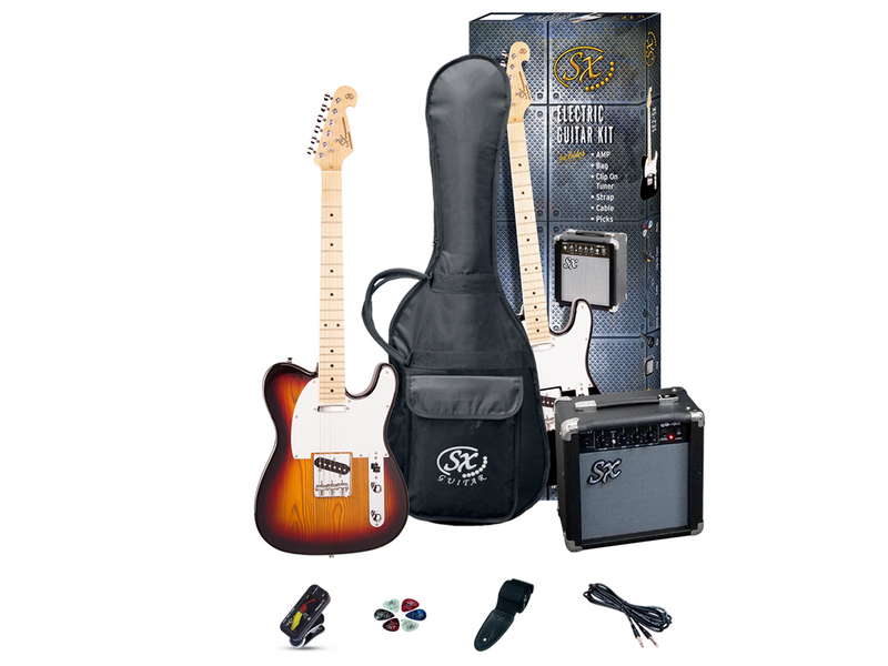 SX Standard TL Style Threetone Sunburst Electric Guitar & Amp Pack