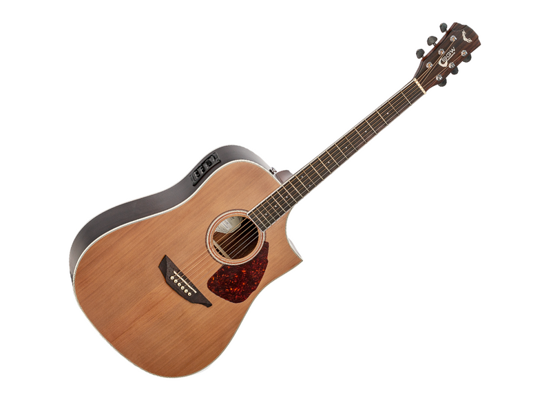 Samick SGW Series 650 Cedar Top Dreadnought Acoustic Electric Guitar in Natural Satin