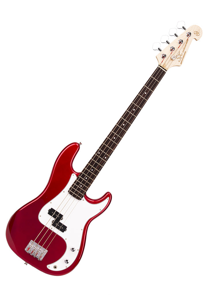 SX Precision Style Candy Apple Red Electric Bass & Amp Pack