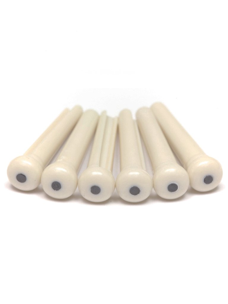 Graph Tech Tusq Traditional Style Bridge Pins, White with black dot in Graph Tech Tusq Traditional Style Bridge Pins, White with black dot in