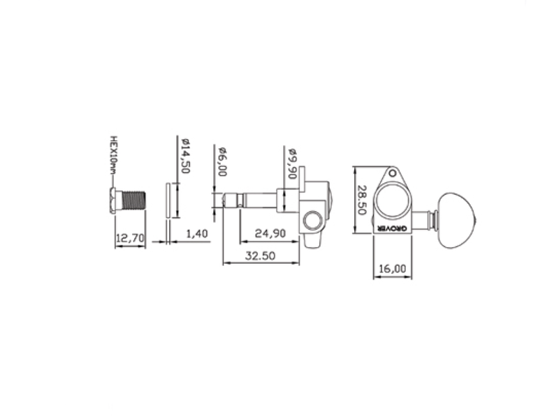 Grover GRO107C 3AS Locking Rotomatic Machine Heads