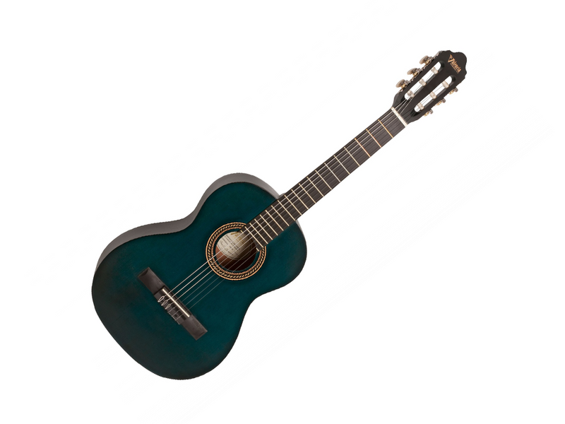Valencia 200 Series 3/4 Size Spruce Top Classical Guitar in Transparent Blue
