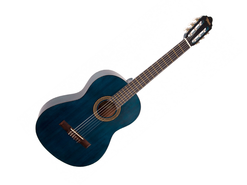 Valencia 200 Series Full Size Spruce Top Classical Guitar in Transparent Blue