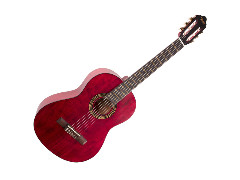 Valencia 200 Series Full Size Spruce Top Classical Guitar in Wine Red