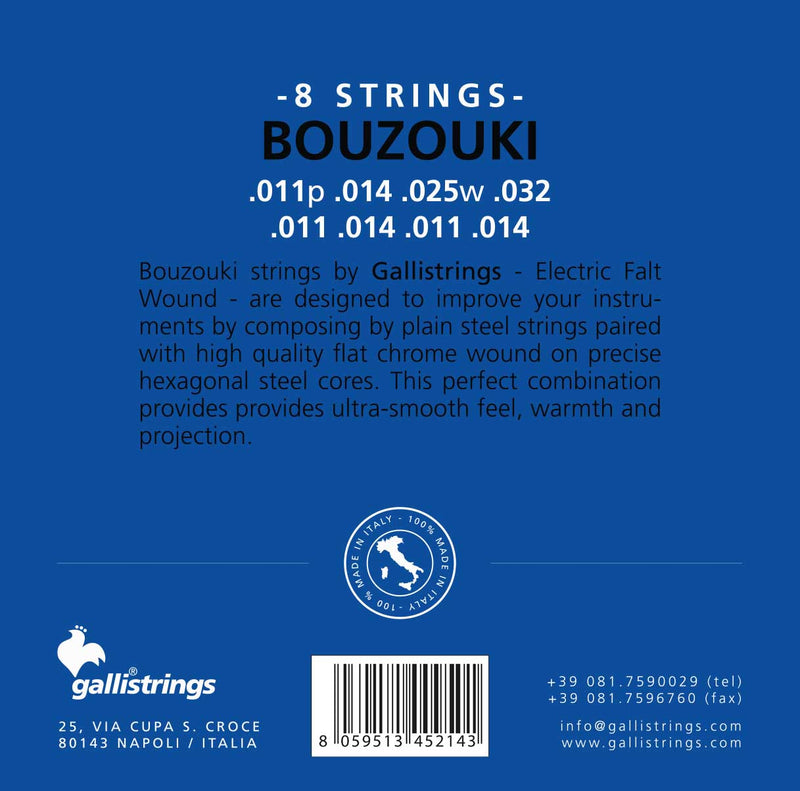 B50 Galli Elec Bouzouki Flat Wound Strings Light