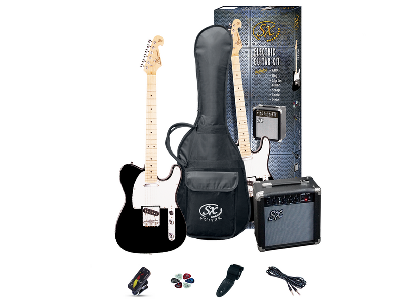SX Standard TL Style Black Electric Guitar & Amp Pack