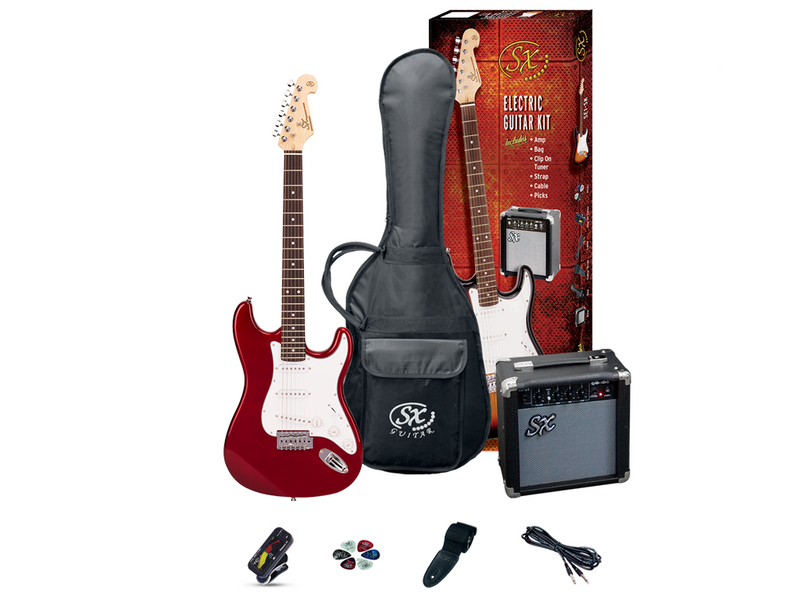 SX Standard SC Style Candy Apple Red Electric Guitar & Amp Pack