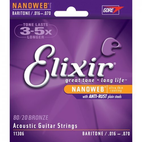 Elixir Nanoweb 80/20 Bronze Acoustic Guitar 6-String Set Baritone 16-70