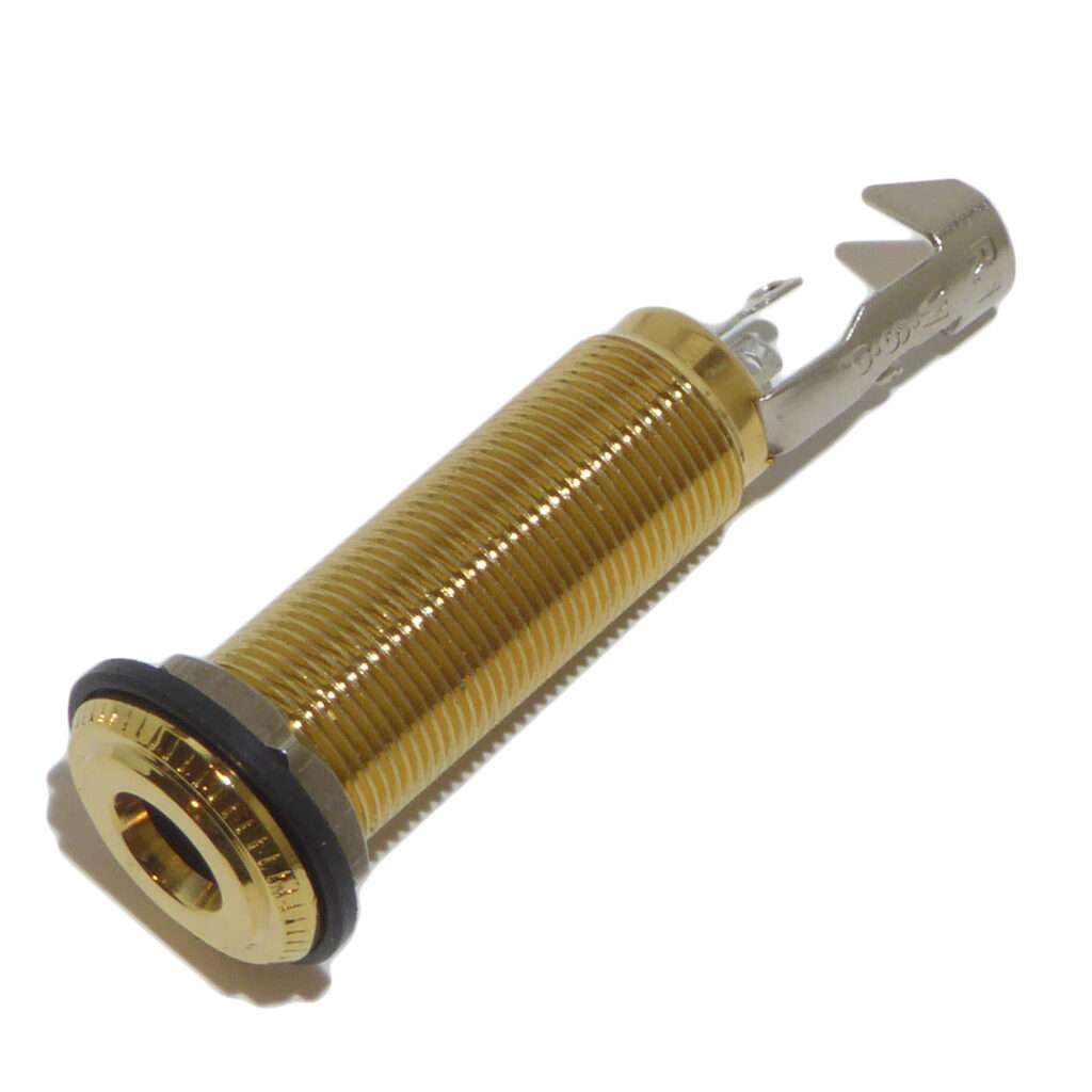 MMC Stereo Barrel Jack Socket GOLD With Locking Nut and Washer