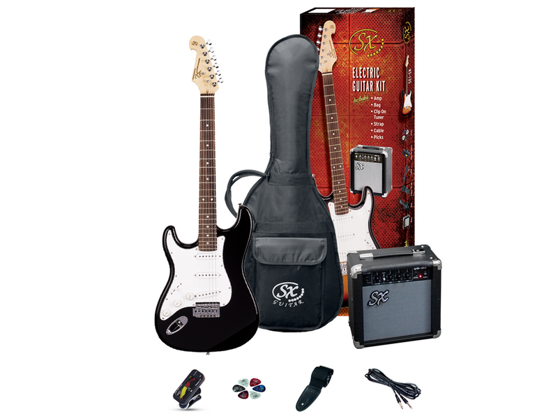 SX Standard SC Style Black Electric Guitar & Amp Pack (Left Handed)