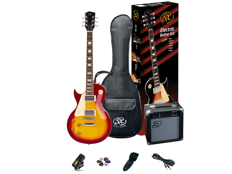 SX LP Style Cherry Sunburst Electric Guitar Package (Left Handed)