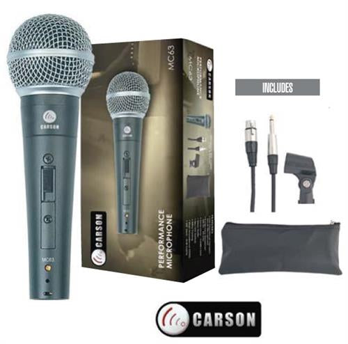 Carson MC63 Unidirectional Microphone with On/Off Switch