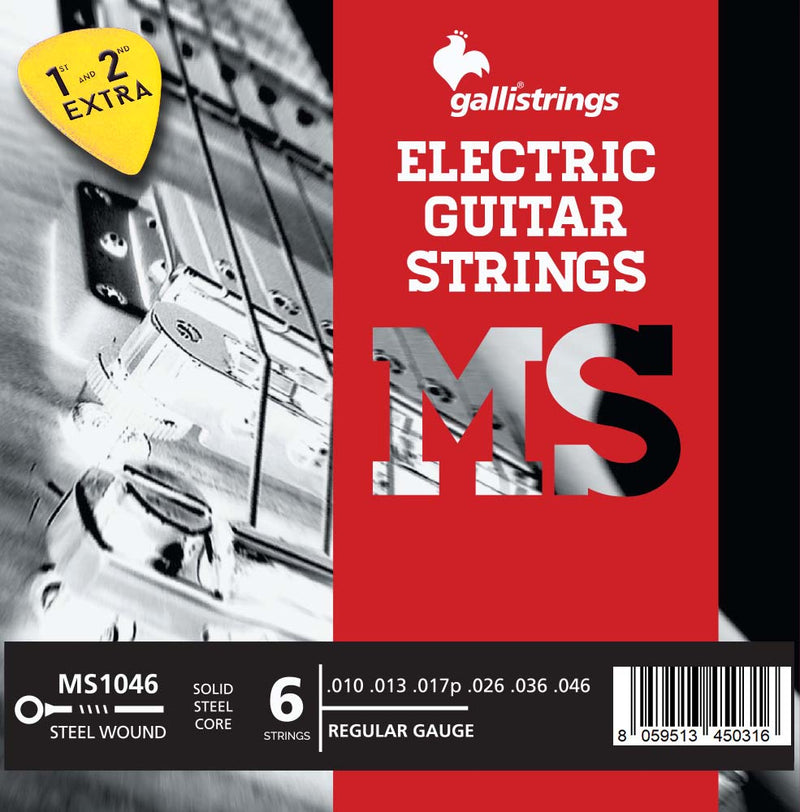 Galli Steel Round Wound Regular Strings 10-46 Free Pick Extra E & B String Free