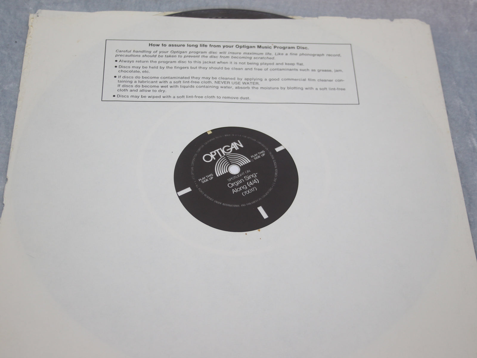 Optigan Disc Organ Singalong No Sleeve