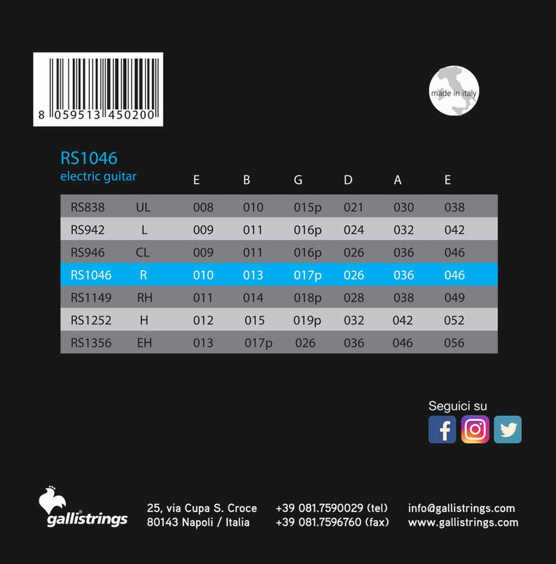 Galli Nickel Regular Electric Guitar Strings, 010-046 Free Pick & Extra E & B String Free