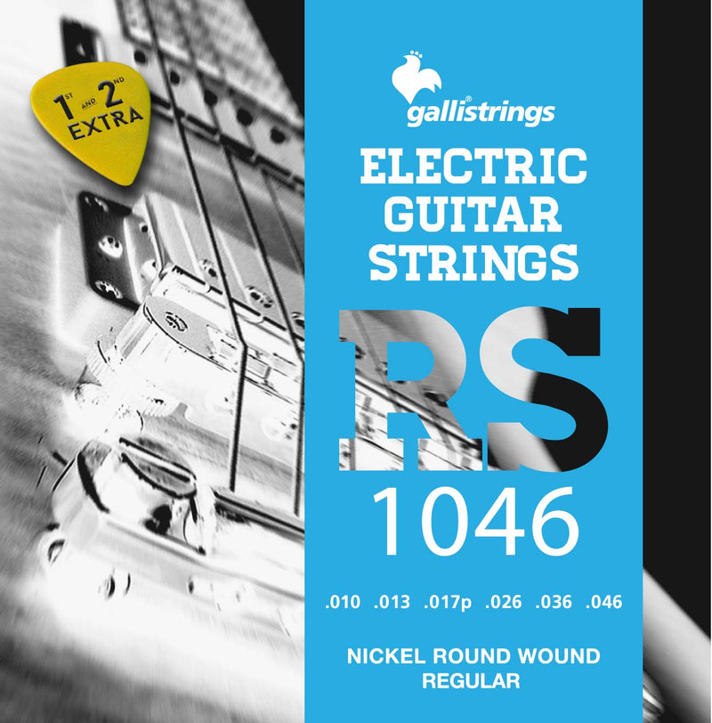 Galli Nickel Regular Electric Guitar Strings, 010-046 Free Pick & Extra E & B String Free