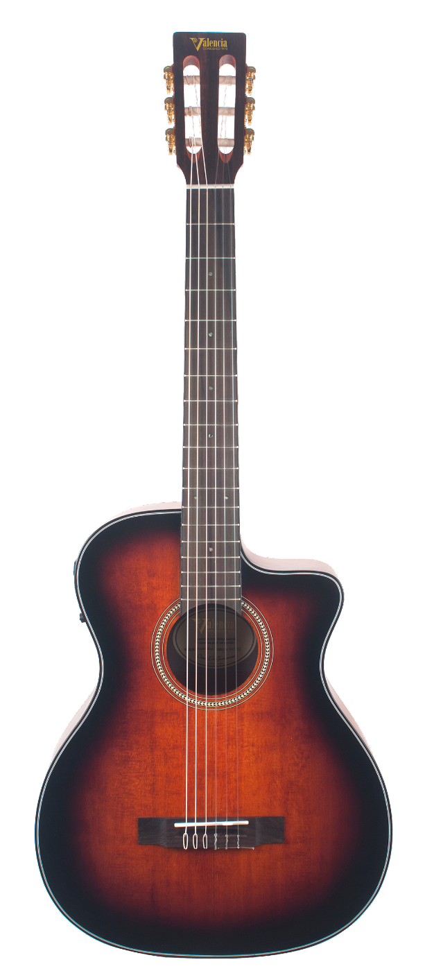 Valencia Full Size Classical Guitar PU Classic Sunburst Satin