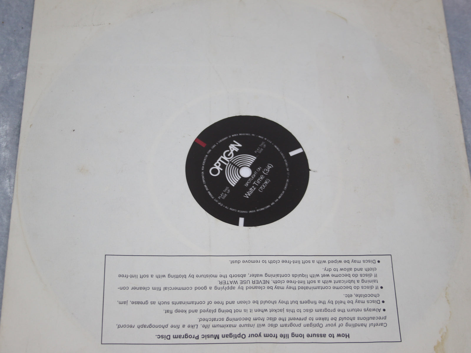 Optigan Disc Waltz Time 3/4 No Sleeve