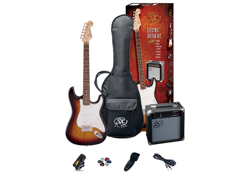 SX Standard SC Style Threetone Sunburst Electric Guitar & Amp Pack