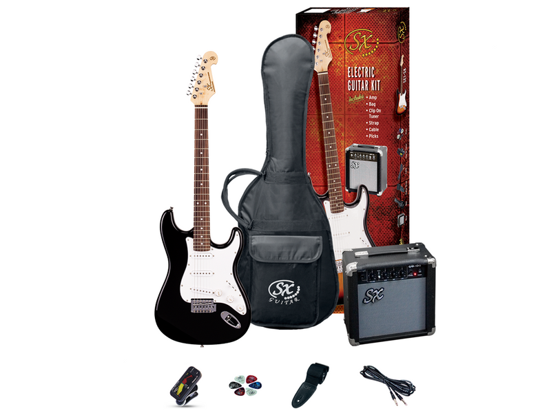 SX Standard SC Style Black Electric Guitar & Amp Pack