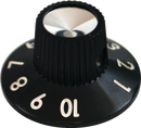 MMC  Guitar Tone Knob Vintage Hat Style Black W/Silver Number Skirted Style