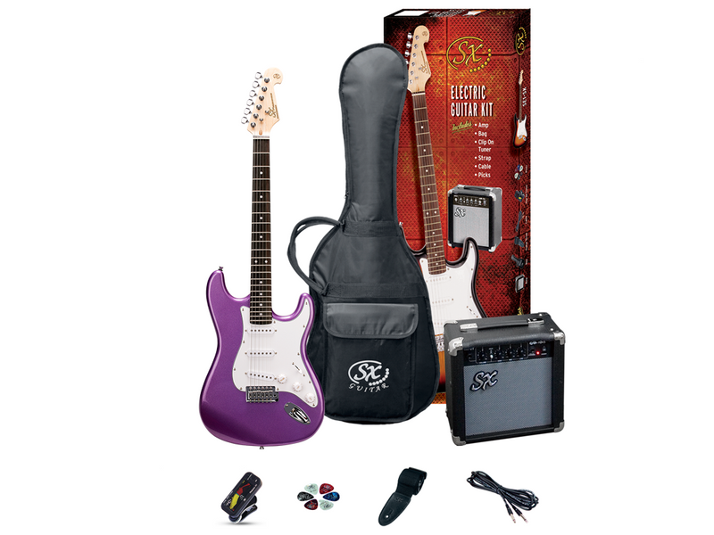 SX Standard SC Style Metallic Purple Electric Guitar & Amp Pack