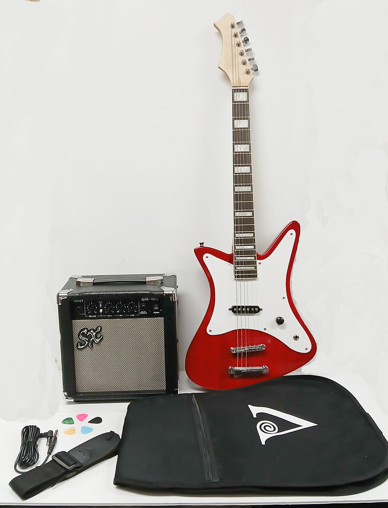 Valen Painted Lady Retro Red Electric Guitar Pack  Amp ,Bag, Strap, Lead & Picks