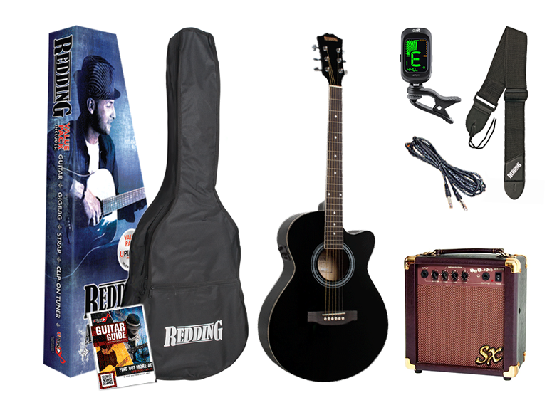 Redding 51 Series Spruce Top Grand Concert Acoustic Electric Guitar Pack in Black