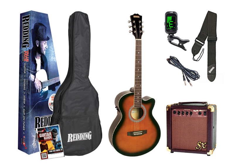 Redding 51 Series Spruce Top Grand Concert Acoustic Electric Guitar Pack in Tobacco Burst