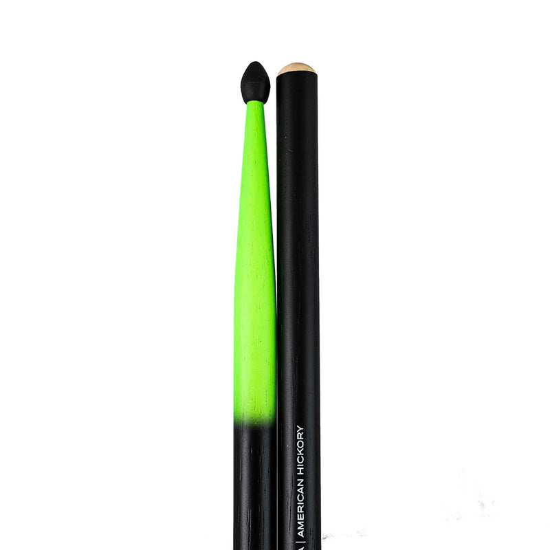 MMC 5A Nylon Tip Drumsticks Black/Fluoro Green