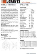 Lorantz 12" 75 Watt 8 Ohm Greenback Clone