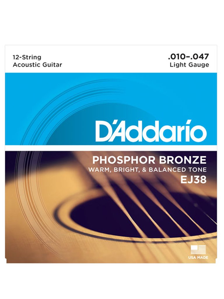 D'Addario 10-47 (12 String) Phosphor Bronze Acoustic Guitar Strings