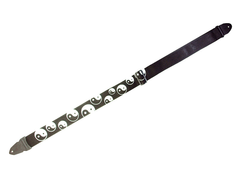 LM Two Inch Poly Guitar Strap Black With White Yin Yang Design