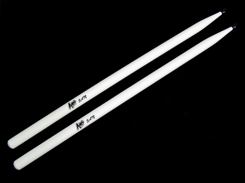 AMS 5AN White Glow-in-the-Dark Nylon Tip Drumsticks