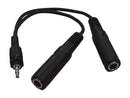 MMC Stereo AUX (Male) to 2x TS (Female) Adaptor (Headphone Splitter)