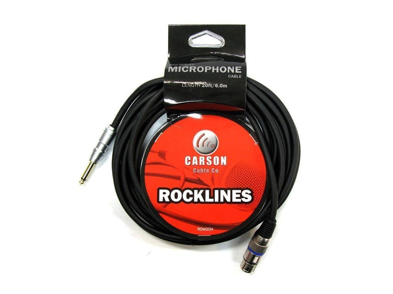 Carson 20' (6m) XLR (Female) to 1/4" TS (Male) Cable