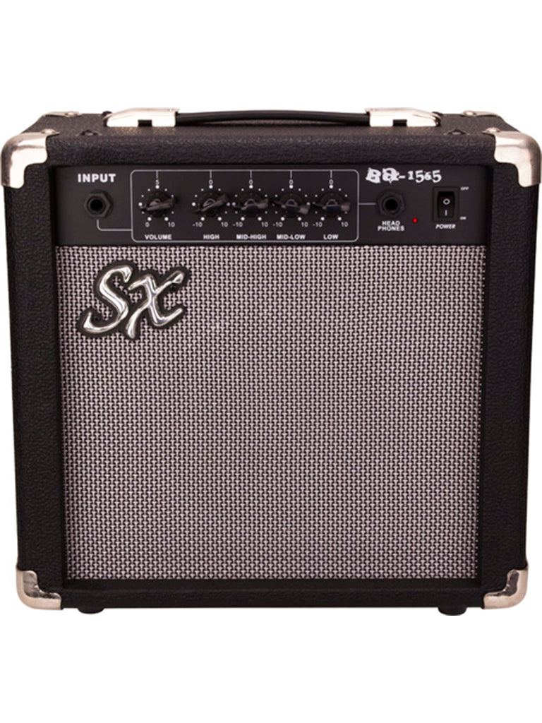 SX Precision Style Candy Apple Red Electric Bass & Amp Pack