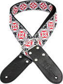 DSL JACQUARD RED WHITE WEAVE GUITAR STRAP
