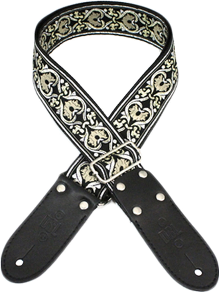 DSL Jacquard Light Gold /Black Weave Guitar Strap