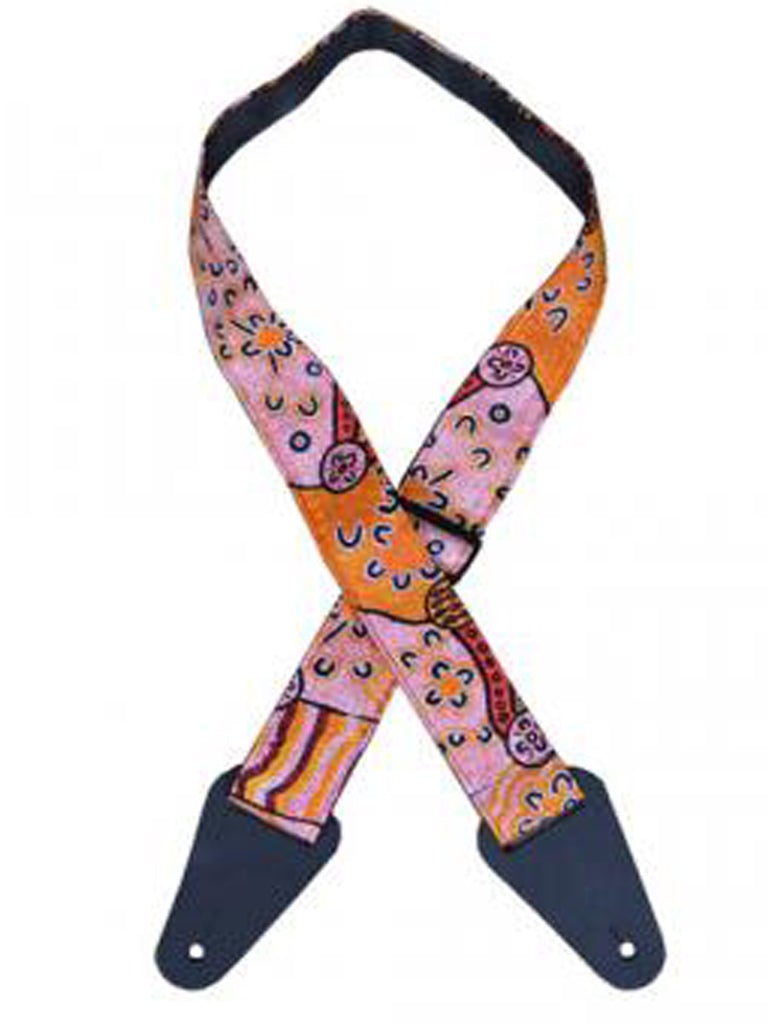Aboriginal Art Guitar Strap Orange Dot