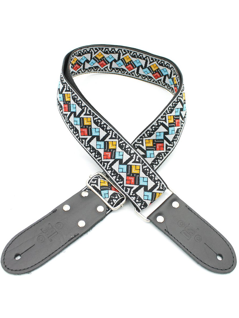 DSL Vintage Woven Pattern Leather Ends 2" Wide Guitar Strap