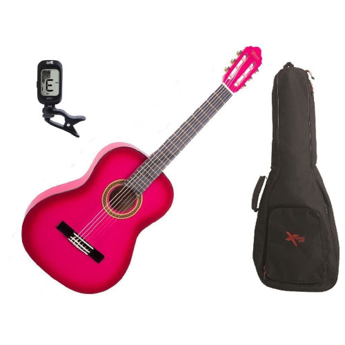 VALENCIA 3/4 SIZE CLASSICAL GUITAR PACK PINK
