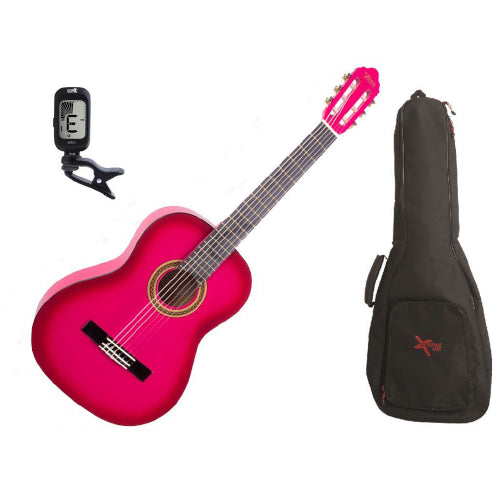 VALENCIA 1/4 SIZE CLASSICAL GUITAR PACK PINK