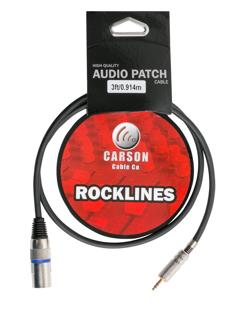 Carson 3' (0.9m) XLR (Male) to Stereo AUX (3.5mm Jack) Cable