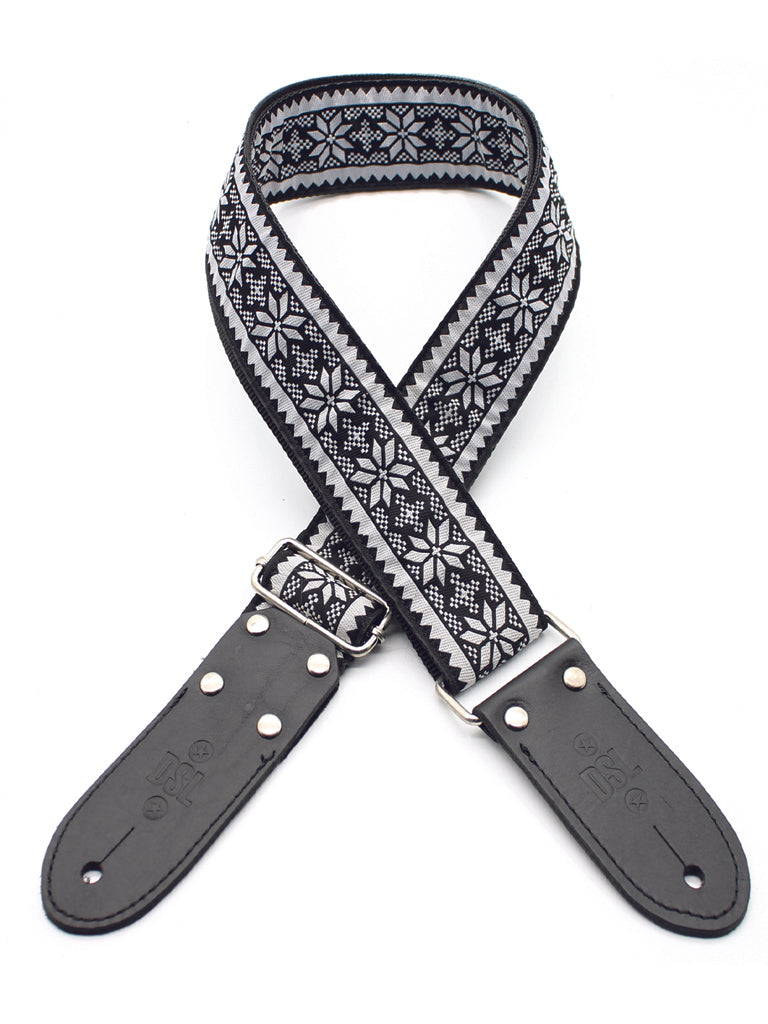 DSL White Snow Flake Jacquard Weave Guitar Strap