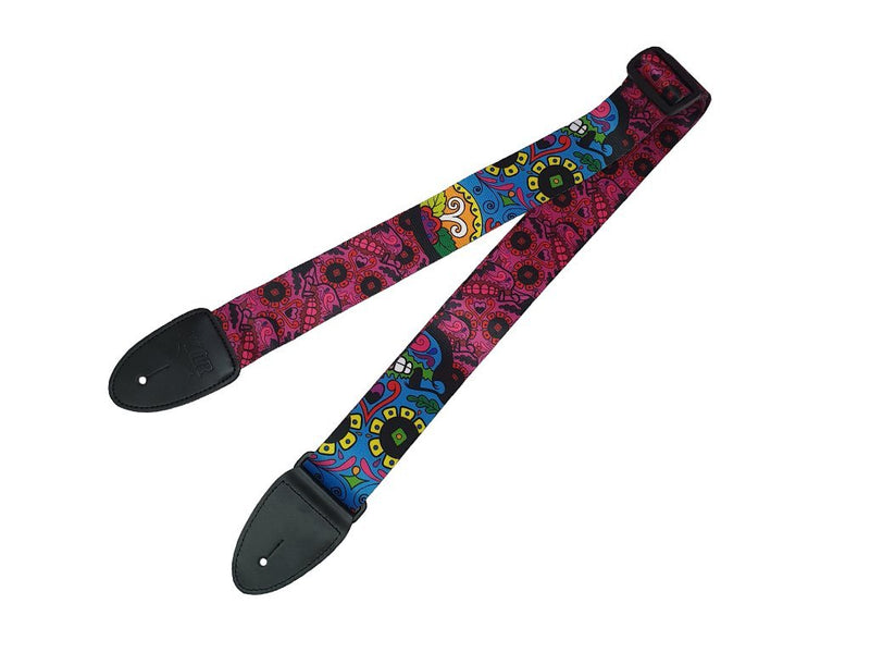XTR Pink Day of the Dead Poly Guitar Strap