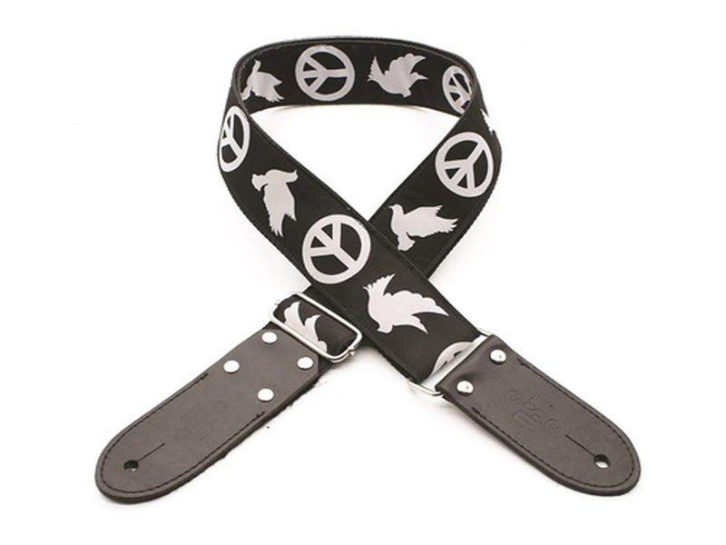 DSL Black Peace Poly Weave Guitar Strap