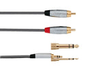 Carson 6' (1.8m) 2x RCA (Male) to Stereo AUX (Male) Cable with 1/4" TRS (Male) C