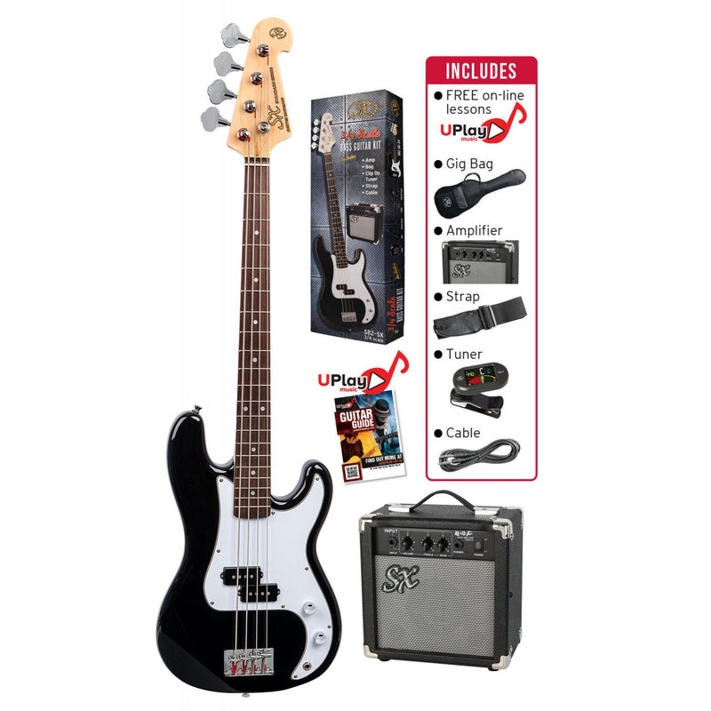 SX SB2SK34B 3/4 Bass Pack Black
