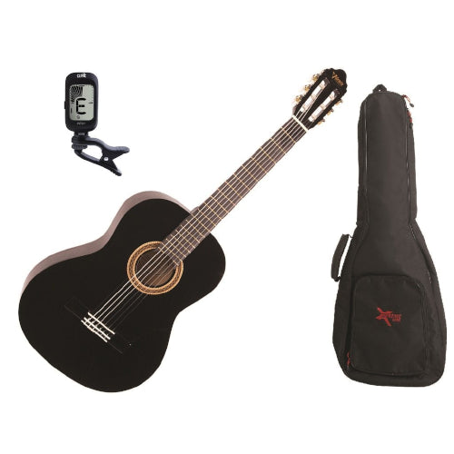 VALENCIA 3/4 SIZE CLASSICAL GUITAR PACK BLACK